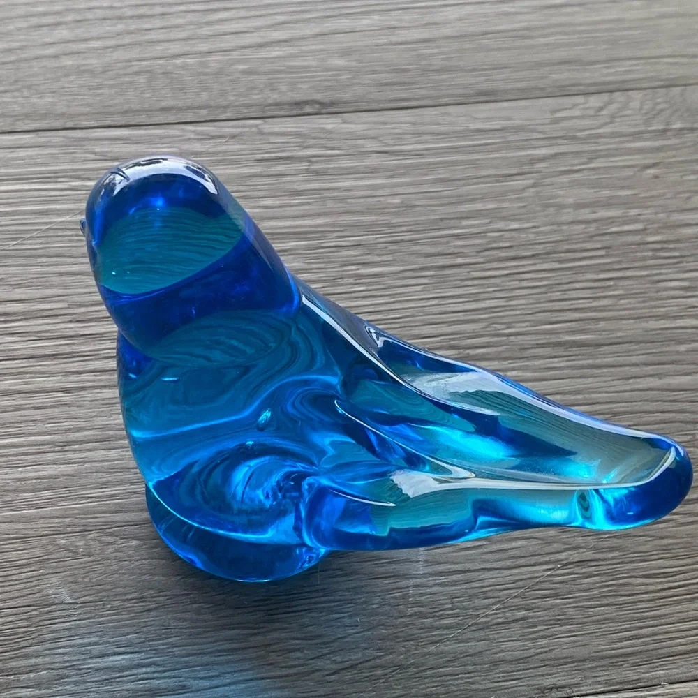 Vintage “Grandma’s Blue Bird” Glass Paperweight